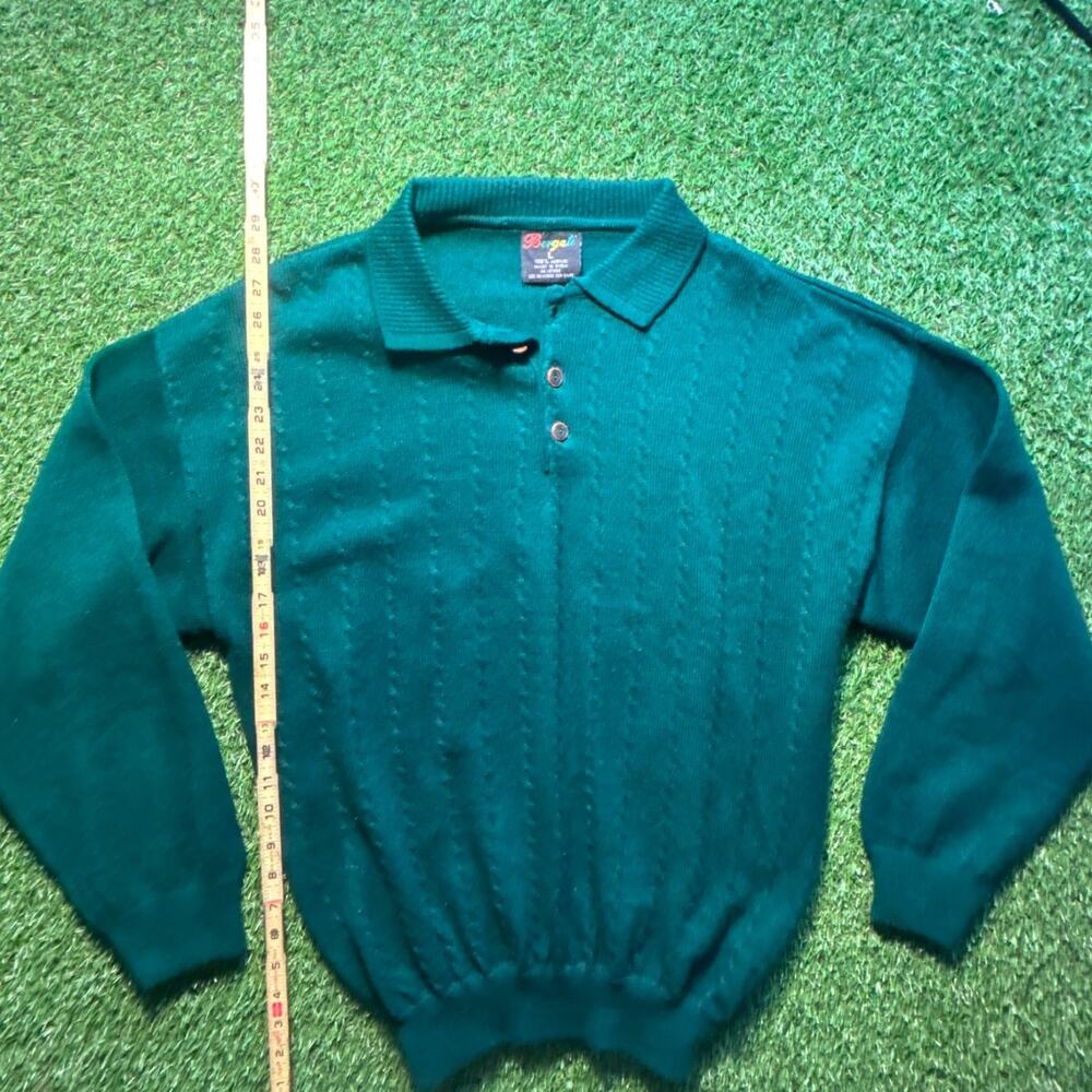 Vintage Bergati Green Acrylic Collared Knit Sweater Men's L